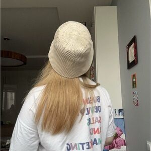Cream Knit Bucket Hat